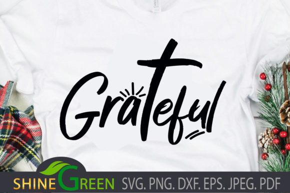 Christmas Grateful Jesus Cross Graphics for Crafts