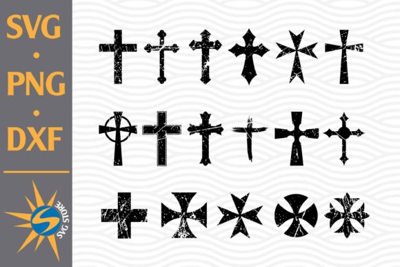 Distressed Christian Cross Graphics for Crafts & Branding