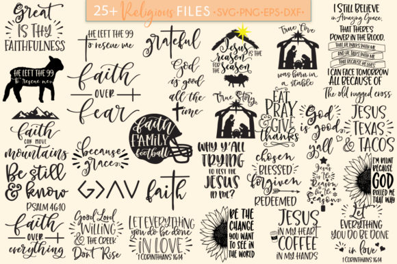 Religious Christian Bundle Graphics for Crafts and Branding